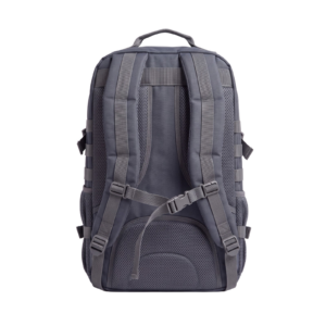 Back of the Beyond Peptides Gym Backpack showing the padded shoulder straps and the sternum strap