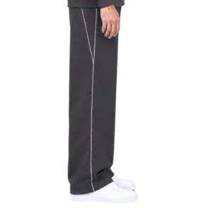 Grey Unisex Jogger from the right side, with the grey piping and the straight leg