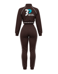 Beyond Peptides Women's Tracksuit Set in dark brown, back view, shown without a model. AI-generated image, actual product may differ.