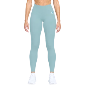 Front view of the arctic blue Women's Leggings from the waistband to the shoes