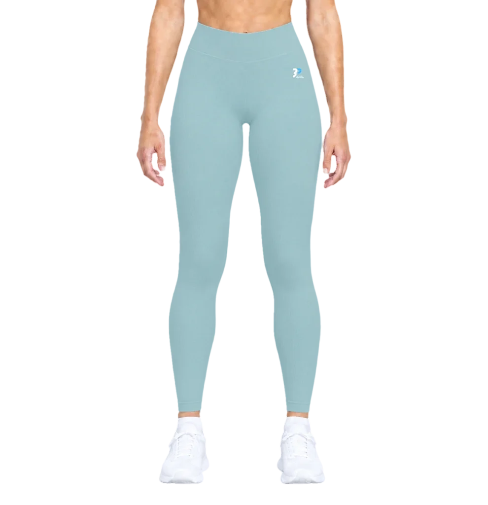 Front view of the arctic blue Women's Leggings from the waistband to the shoes