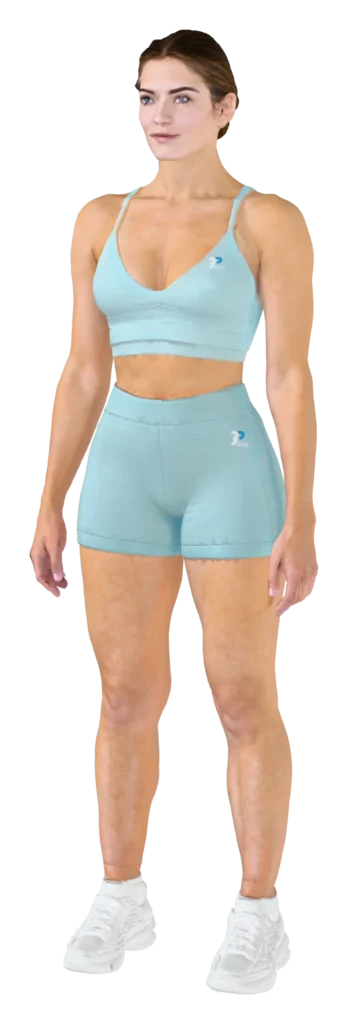 Sports Bra worn by a model, three dimensional view